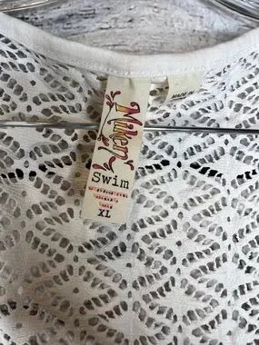 Miken | Dresses | Miken Cream White Lace Crochet Vneck Swim Cover Sheer ...